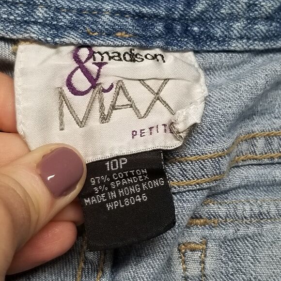 Madison & Max Petites Wmns Sz 10P Cropped Denim Jean Cottagecore Boho Floral - Picture 3 of 9